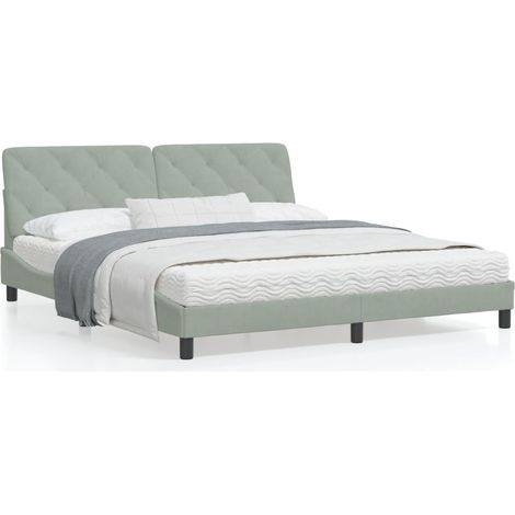Cadre de lit avec tête de lit Gris clair 180x200 Velours (1/5)