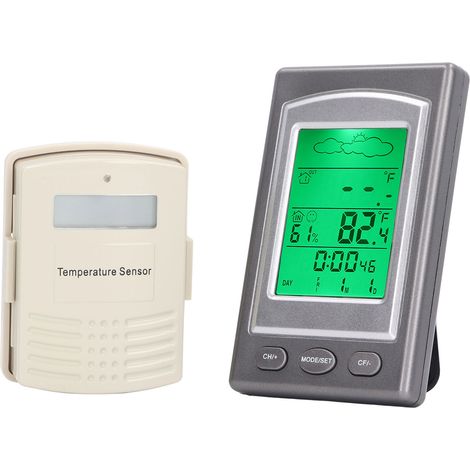 Thermomètre Hygromètre Numérique Sans Fil LCD Alimenté par Piles Capteur de Température Humidité Moniteur Intérieur Extérieur (1/5)