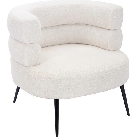 Poltrona in Tessuto bouclette Bianco CAMEDO (1/4)