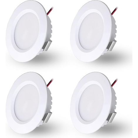 LED Recessed Spotlight 230 V 3 W, IP44 Waterproof LED Bathroom Spotlight Ceiling Spotlights Hole Φ55-58 mm, Extra Flat 15 mm, Recessed Spotlights for Kitchen Bedroom, (White, Cool White 6000K)