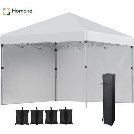 HOMAIRE Faltpavillon avec deux parois latérales, sac de transport et cadre en acier, couleur gris clair