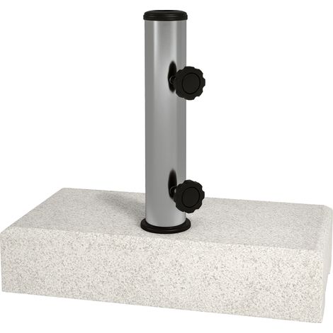 Base per ombrellone, 25 kg, base in granito, per pali di ombrellone con diametro di 32/38/48 mm, grigia