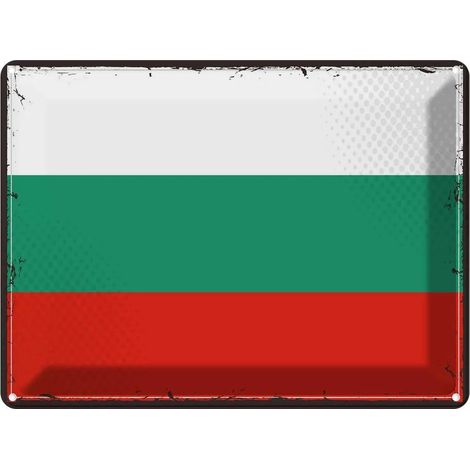 Plaque en métal 30x40 cm, blason et drapeau rétro de la Bulgarie (1/5)