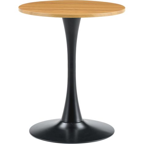 Mesa redonda 60 cm de MDF y metal, acabado efecto madera, base negra, 72 cm (1/5)