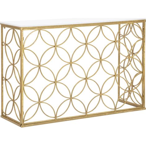 Console Design en Marbre "Star" 120cm Blanc & Or