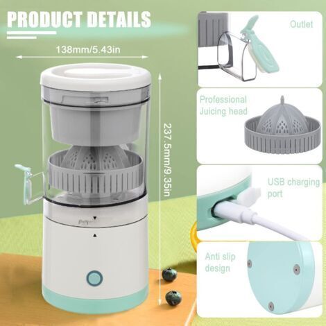 Multifonctionnel Presse Agrumes électrique, Presse Extracteur de Jus de Citron Oranges à Haut Rendement Pamplemousse Portable USB Rechargeable Presse Fruits Sans Fil pour Cuisine, Voyages