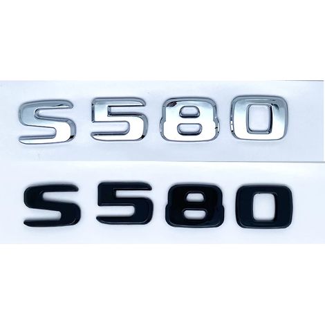 (S580, Argent) - Emblème ABS série S compatible avec Mercedes-Benz Classe S W222 W223 - Logo autocollant latéral arrière (1/5)