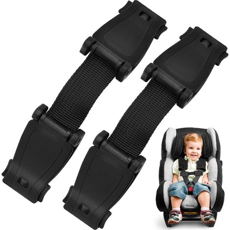 2pcs Chest Clip Ceinture de Sécurité Voiture Enfant, Pince Harnais Siège Auto, Réglable Sangle de Poitrine, Pratique et Sécuritaire pour Poussette et Sièges Auto (Noir, 13,5 3 cm) (1/5)