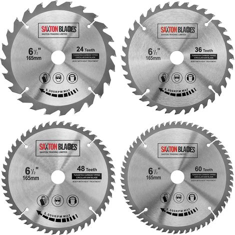 lames de scie circulaire pour le bois 165 mm x 20 mm (16 mm bague) Pack D compatible avec Bosch Makita Dewalt etc (1/5)