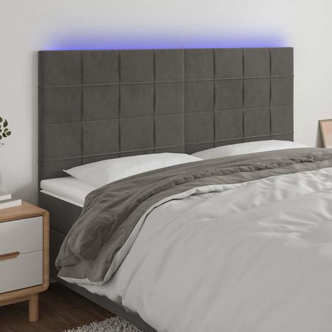 vidaXL Cabecero con luces LED terciopelo gris oscuro 180x5x118/128 cm (1/5)