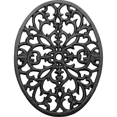 Dessous de Plat Ovale Fonte Support décoratif casseroles Dessous de Plat Fonte Motif Vintage Pattes Caoutchouc Table Cuisine Salle à Manger (1/5)