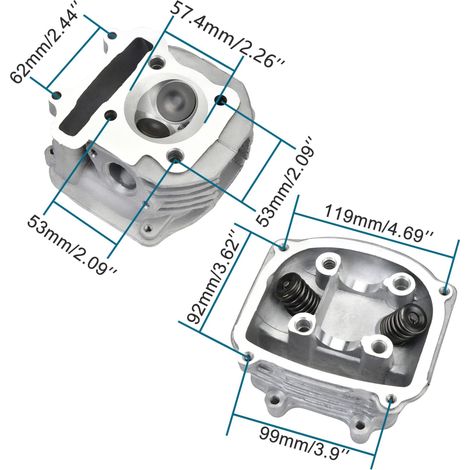 GOOFIT 57.4mm cylinder head kit for GY6 150cc engine, large bore. (For scooters) (1/4)