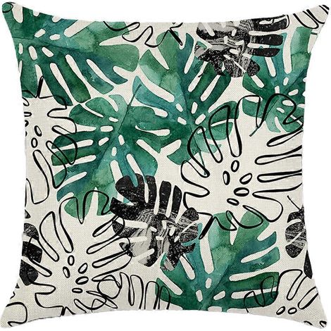 Taie d'oreiller à motif tropical et feuilles vertes de forêt tropicale - Style 2 (1/5)