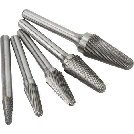Hartmetall-Fräserset, einseitig verzahnte Schleiffräser, hohe Lebensdauer für Metallbearbeitung, Holzschnitzerei, Oberflächenreinigung, 6-mm-Schaft, 5-teilig (1/5)