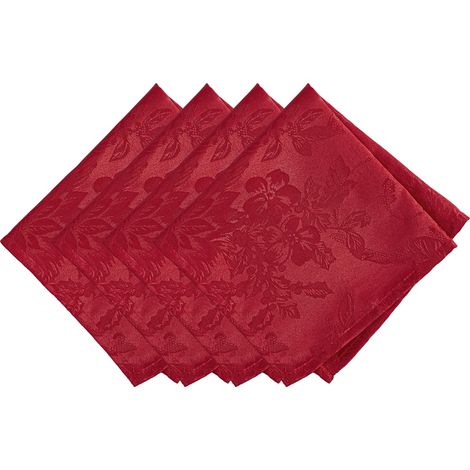 Lot de 4 Serviettes de Table Jacquard en Polyester Rouge 43,2 x 43,2 cm (1/5)