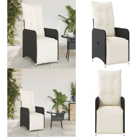 Gartensessel Verstellbar mit Kissen Schwarz Poly Rattan - Gartenstuhl - Relaxsessel - Loungesessel - Outdoor Möbel - Rattan Sessel - Home & Living (1/5)