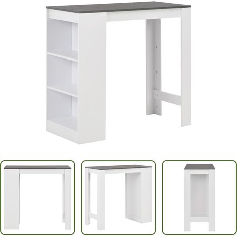 Weiß - Bartisch mit Regal Weiß 110x50x103 cm (1/5)