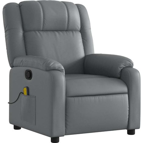 Poltrona relax TV funzione massaggio reclinabile 6 punti massaggio in PVC grigio DEC026978