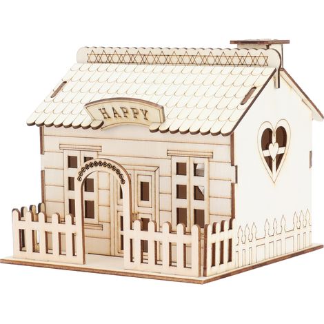 Tirelire en bois en forme de villa avec lumière LED, décoration intérieure, cadeau pour enfants (1/5)