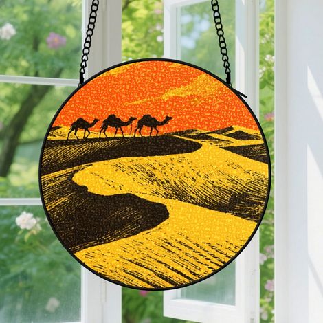 Suspension en vitrail, attrape-soleil coloré artistique, décoration porte fenêtre, cadeau Anniversaire pour femme, homme, collègue 15 cm (1/5)