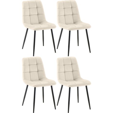 4er Set Esszimmerstuhl Tilde creme Samt