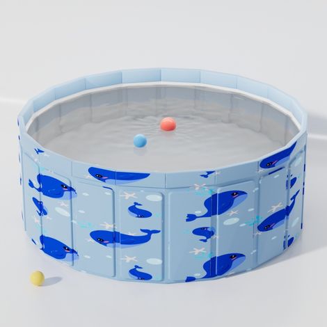Piscine Pliable Enfant 120 cm sans Gonflage – Bassin de Jeu Extérieur avec Clôture de Sable Intégrée