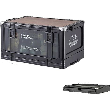 Boîte de rangement, design empilable, capacité pliable, noir petit en bois (1/2)