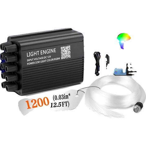 Kit di luci a fibra ottica, bicolore, controllo tramite APP/telecomando, effetto meteora scintillante, 1200 pezzi, 3,8 m (1/2)
