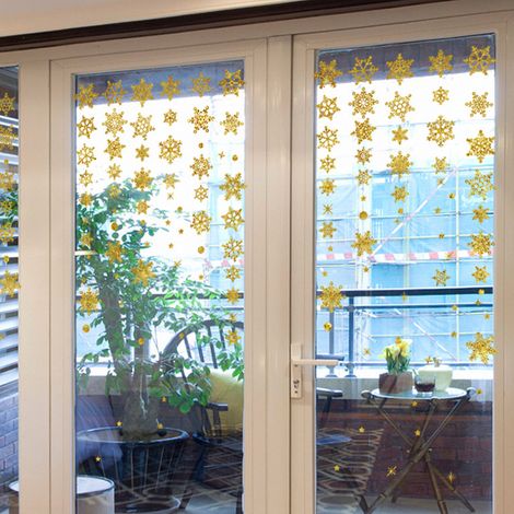 Goldener Schneeflocken-Wandaufkleber, abnehmbar und wiederverwendbar für Wohnzimmer, Büro, 1 Stück, Winteraufkleber ohne Rückstände, ideale Innendekoration. (1/3)