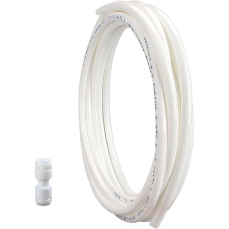 Tuyau d'arrosage flexible en polyéthylène avec raccord de 3/8" pour systèmes d'osmose inverse, réfrigérateurs (5 m) (1/5)