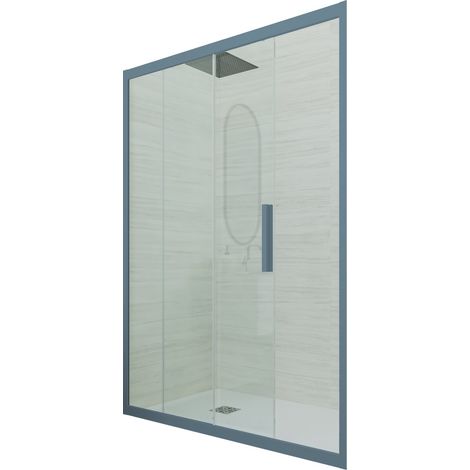 Duschtür gleittür pvc  cm Klarglas Marineblau Deco