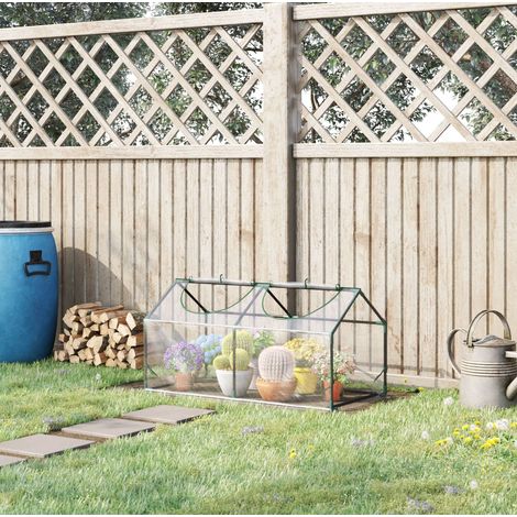 Mini serra da giardino in PVC trasparente 120 x 60 x 60 cm, con finestre arrotolabili HAVRYA (1/5)