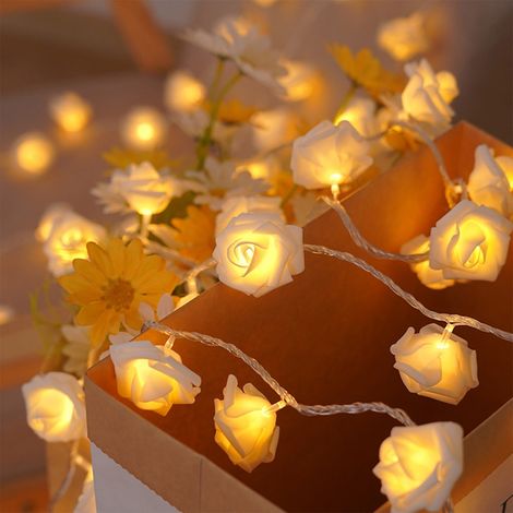 Guirlande Lumineuse Fleur - 10 Roses LED avec Batteries - Décoration Intérieure Chambre Salon Mariage Fête - 3 piles AA non incluses