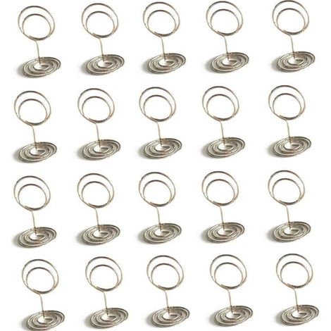 Porte-mémos ronds Paon 50 mm - Lot de 20, porte-cartes en métal, design élégant argenté (1/4)