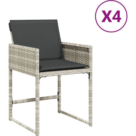 Maison Exclusive - Gartenstühle mit Kissen 4 Stk. Hellgrau Poly R