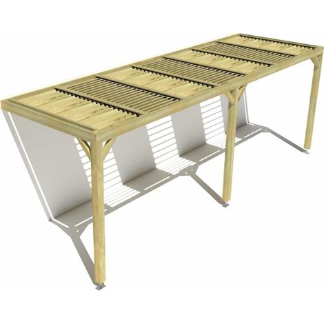 Pergola bois • 7m x 2m • adossée • sens profondeur • lames orientables bioclimatiques incluses • livraison comprise (1/3)