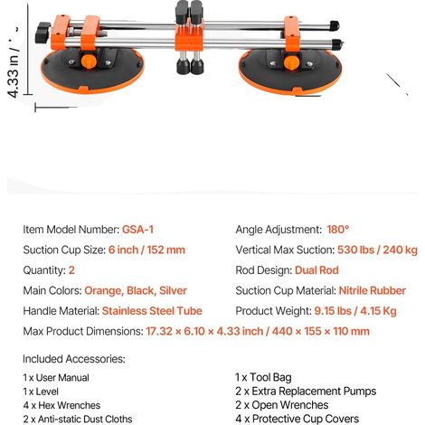 Nahtsetter, 6 Zoll Saugnapf, langlebige Konstruktion, 2 Packs (1/2)