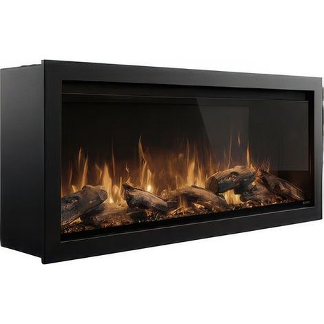 Camino Elettrico a Parete o Incasso 110 x 25 x h 48 cm 1600 W con Fiamma LED e Wi-Fi
