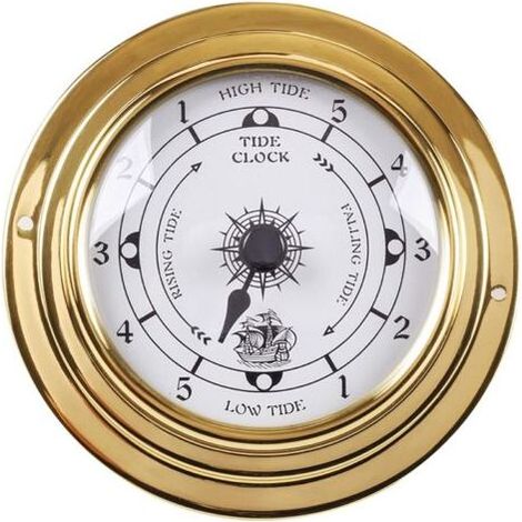 Horloge des marées – Baromètre mural – Thermomètre hygromètre – 3,8 pouces – Boîtier en laiton poli – Pour intérieur et extérieur (1/5)