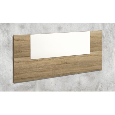 Tête de lit coloris Chêne cambrian/blanc - Longueur 110 x profondeur 1,9 x hauteur 45 cm -PEGANE- (1/2)