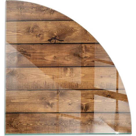 Plaque en verre trempé de sol décorative imprimée premium sous cheminée Planche en bois avec grain 1/4 100x100 cm (1/5)