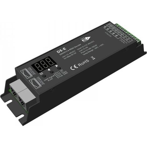 Decoder DMX512 5 canali CV D5-E, 12-48V DC, 5x4A, RDM, RJ45
