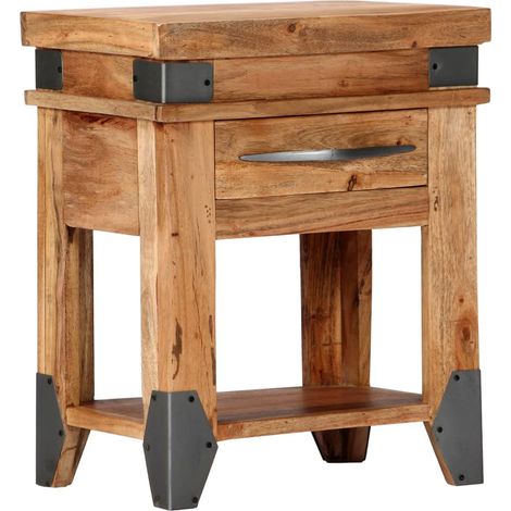 Bedside Cabinet  Natural Wood  Solid Acacia wood  40 x 30 x 51 cm vidaXL (1/5)