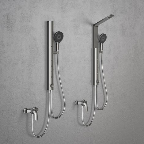 [JAMAIS UTILISE] HOROW Ensemble de douche à effet pluie gris, 4 modes de massage, pliable, réglable en hauteur, robinet non inclus, se puede utilizar con la bañera (1/5)