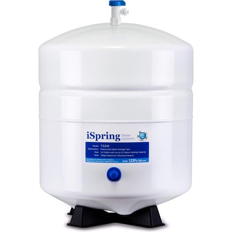 iSpring T32M Serbatoio di Stoccaggio dell'acqua Pressurizzato con Valvola a Sfera per Sistemi ad Osmosi Inversa, 4 Galloni, Valvola del Serbatoio da 1/4 Inclusa