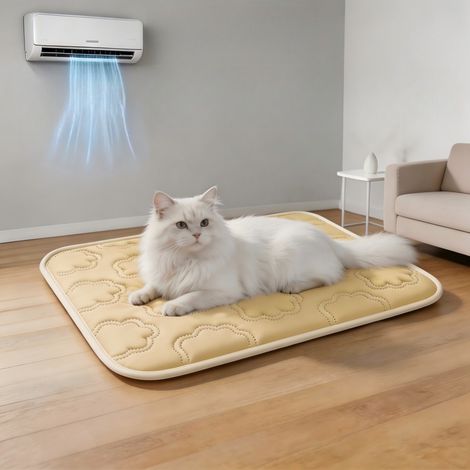 Tapis rafraîchissant pour chien forme nuage respirant, matelas été lavable pour chats et petits chiens,Jaune,XS-40x30cm