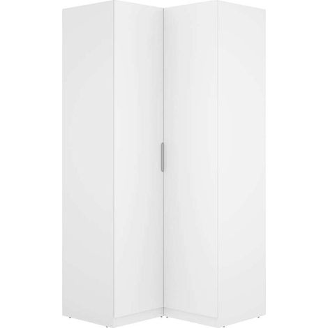 Armario ropero de rincón 2 puertas abatibles acabado blanco, 203.5cm(alto) 96.9cm(ancho) 95cm(largo)