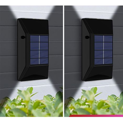 Lot de 2 Appliques Murales Solaires à LED pour Extérieur – Lumière blanche (6 LED) – Lampes Solaires Étanches pour Jardin et Porche – Éclairage Solaire (1/5)