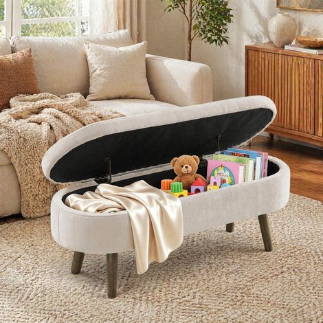 Meuble rangement banc coffre 110x40x42 cm chenille OKMYHOME (1/5)
