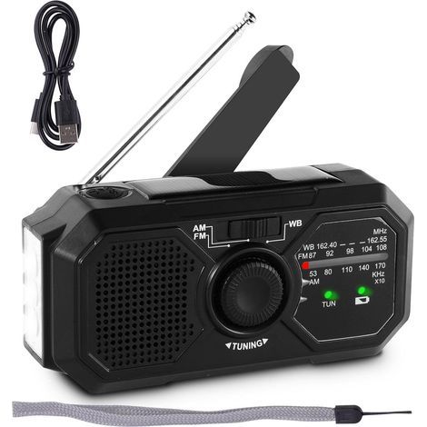 Hand Crank Radio Solar Powered Hand Crank Radio, Wind Up Solar Radio for Outdoor Camping Survival (1/5)